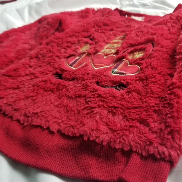 Btween Red Furry Unicorn Sweater for Girls - Picture 6 of 6